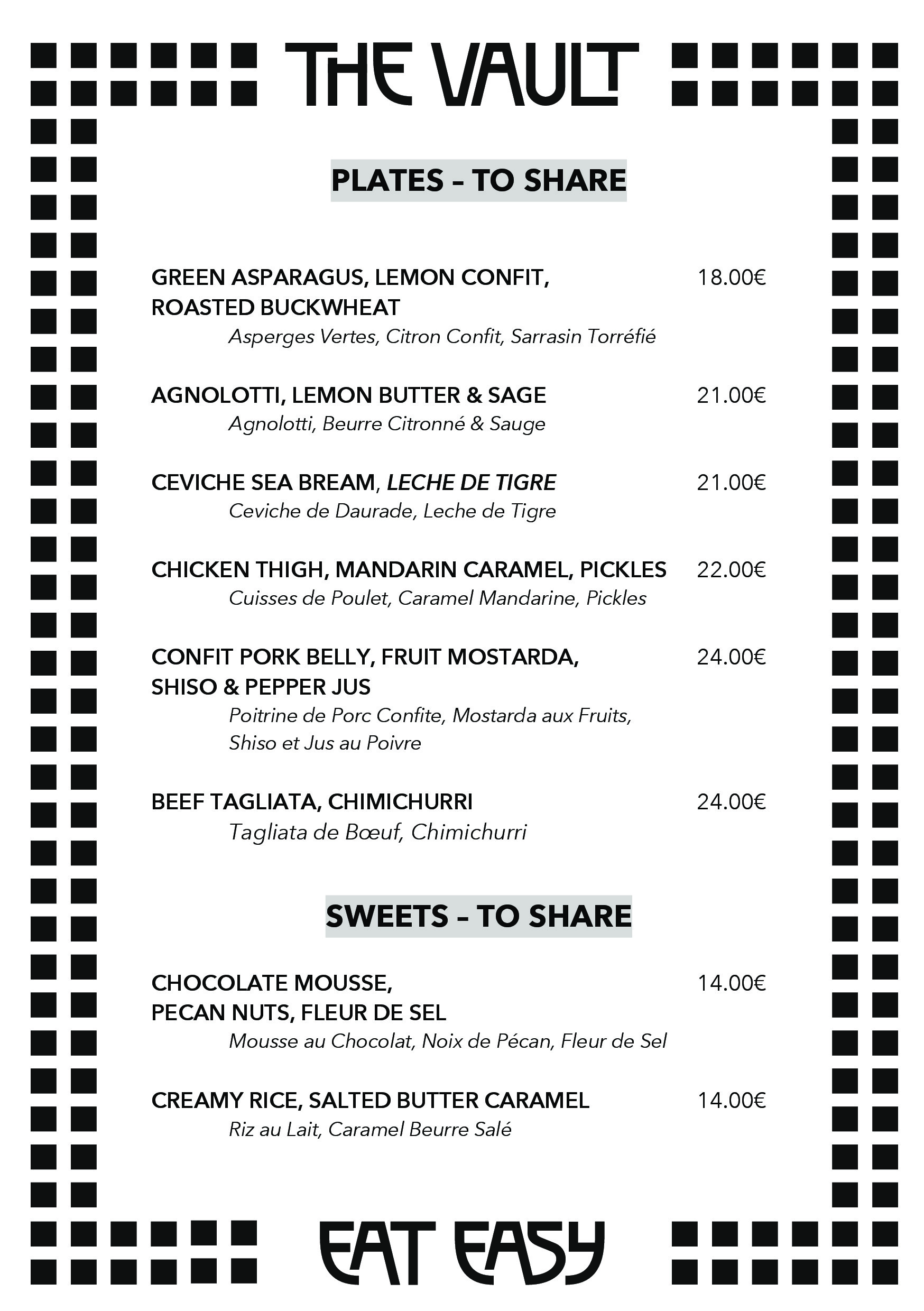 Plates & Sweets Menu
